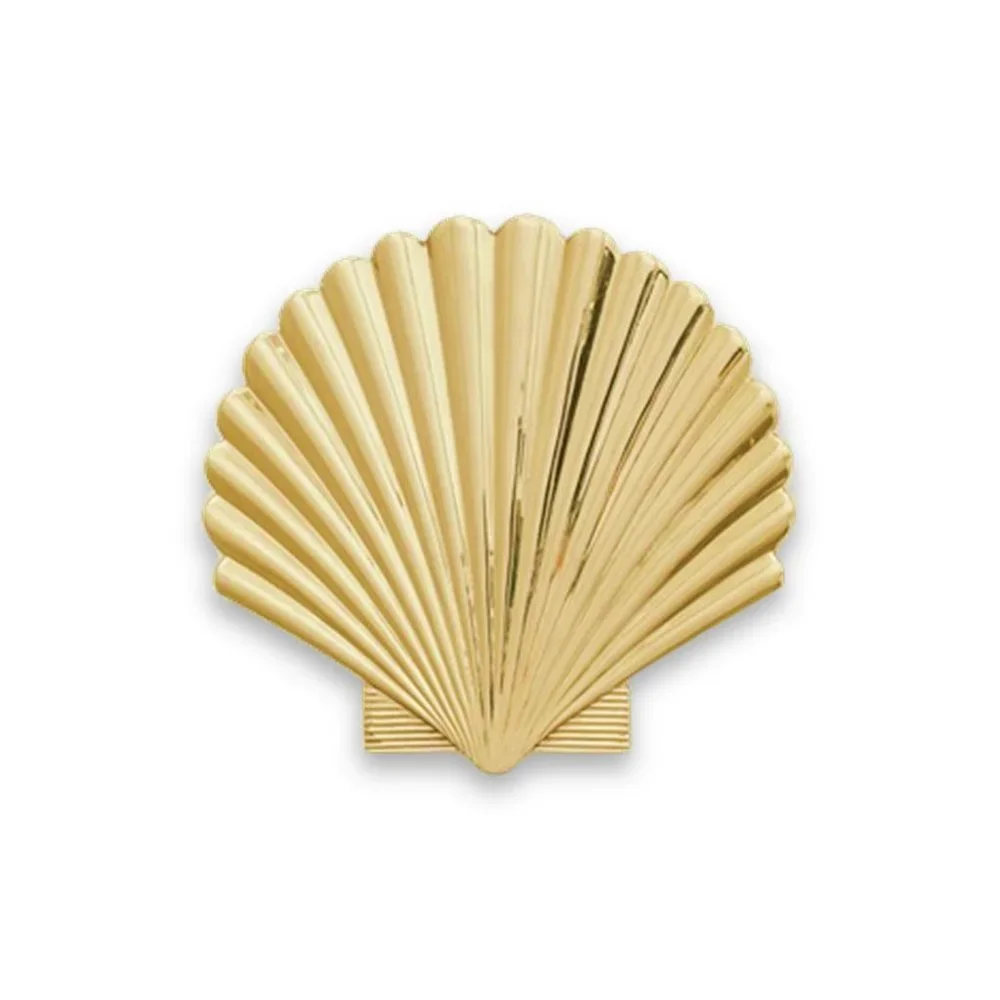Art Deco Seashell Metal Trivet / Dish Stand in Gold - Picture 4 of 6